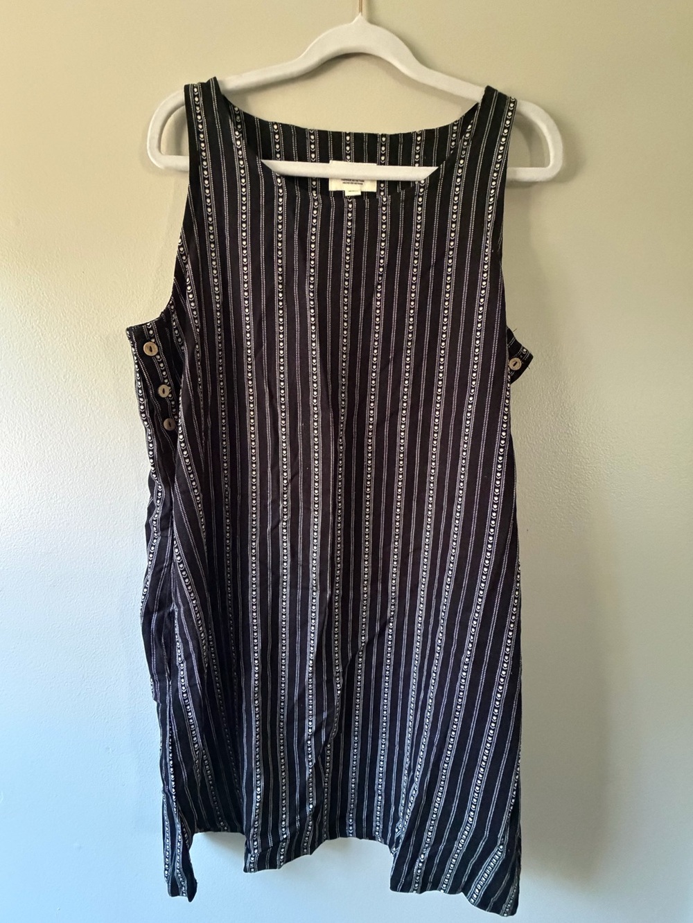 Quiksilver Black and White Striped Sleeveless Linen Mini Dress